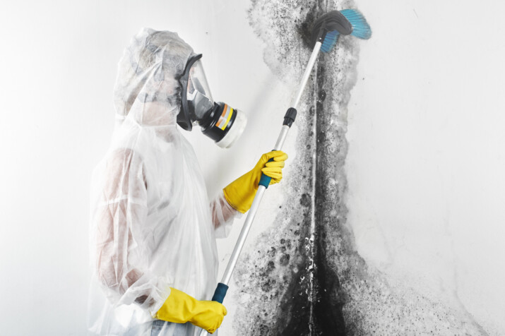 Mold Remediator Cleaning Mold in home or business